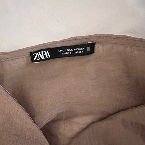 Zara Tan Ruffled Blouse Tank - Picture 3 of 5